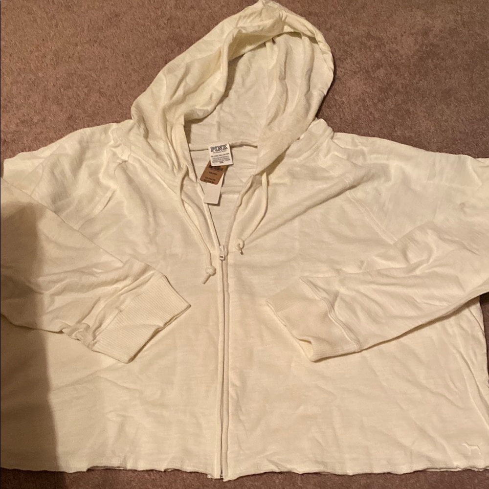 PINK Victoria's Secret Cream Hooded Jacket